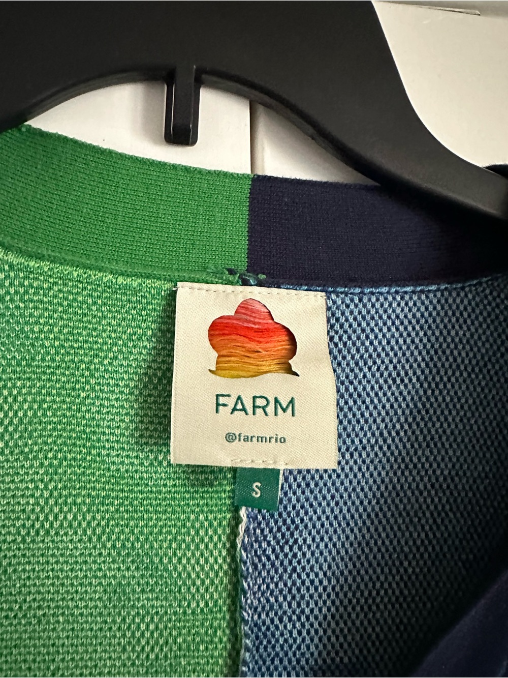 FARM Rio Two-Tone Patchwork Floral Cardigan - Green & Blue - Picture 3 of 3